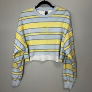 Urban outfitter BDG cropped Crewneck sweatshirt blue yellow striped small